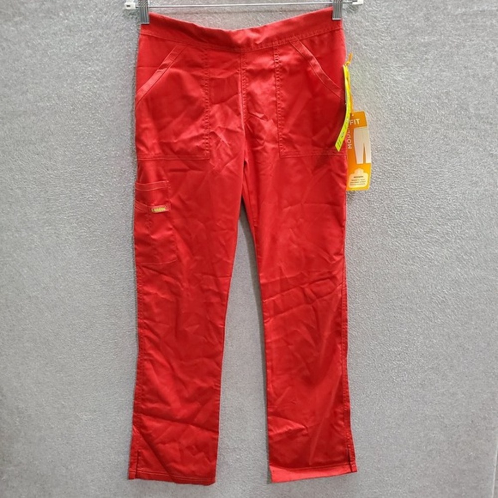 Landau Women Scrub Bottom 2XS‎ Red Pants Straight Pockets Drawstring NWT